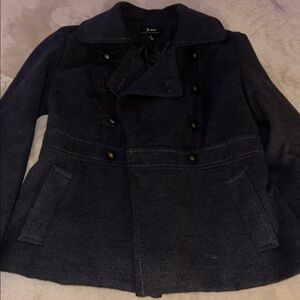 Dark Gray Double-Breasted Wool Pea Coat